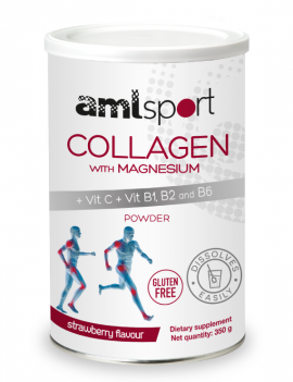 Collagen with Magnesium, Vit. C, B1, B2 & B6 | Powder with Strawberry Flavour, AML Sport